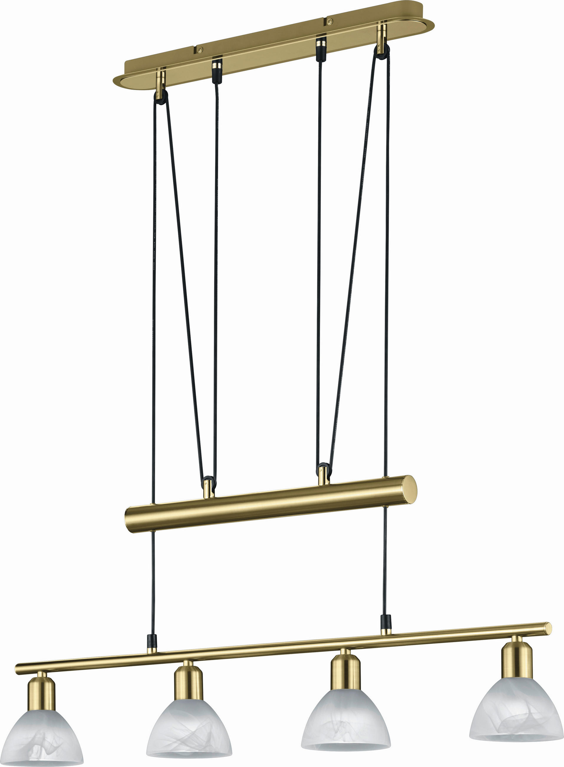 Trio Leuchten Led-Hängeleuchte Levisto Weiß, Messing 80x95-180 cm