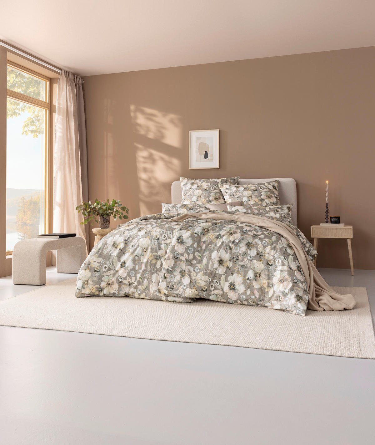 BETTWÄSCHE 3-teilig Ilona Satin 135/200 cm  - Graubraun, Design, Textil (135/200cm) - Estella