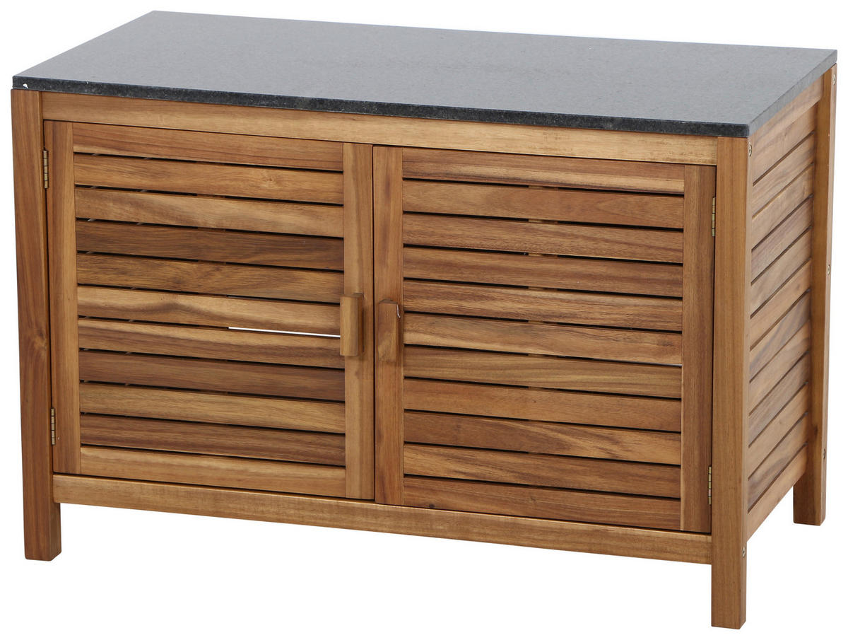 OUTDOORKÜCHE - Dunkelgrau/Naturfarben, Basics, Holz/Stein (100/87/156cm) - Siena Garden