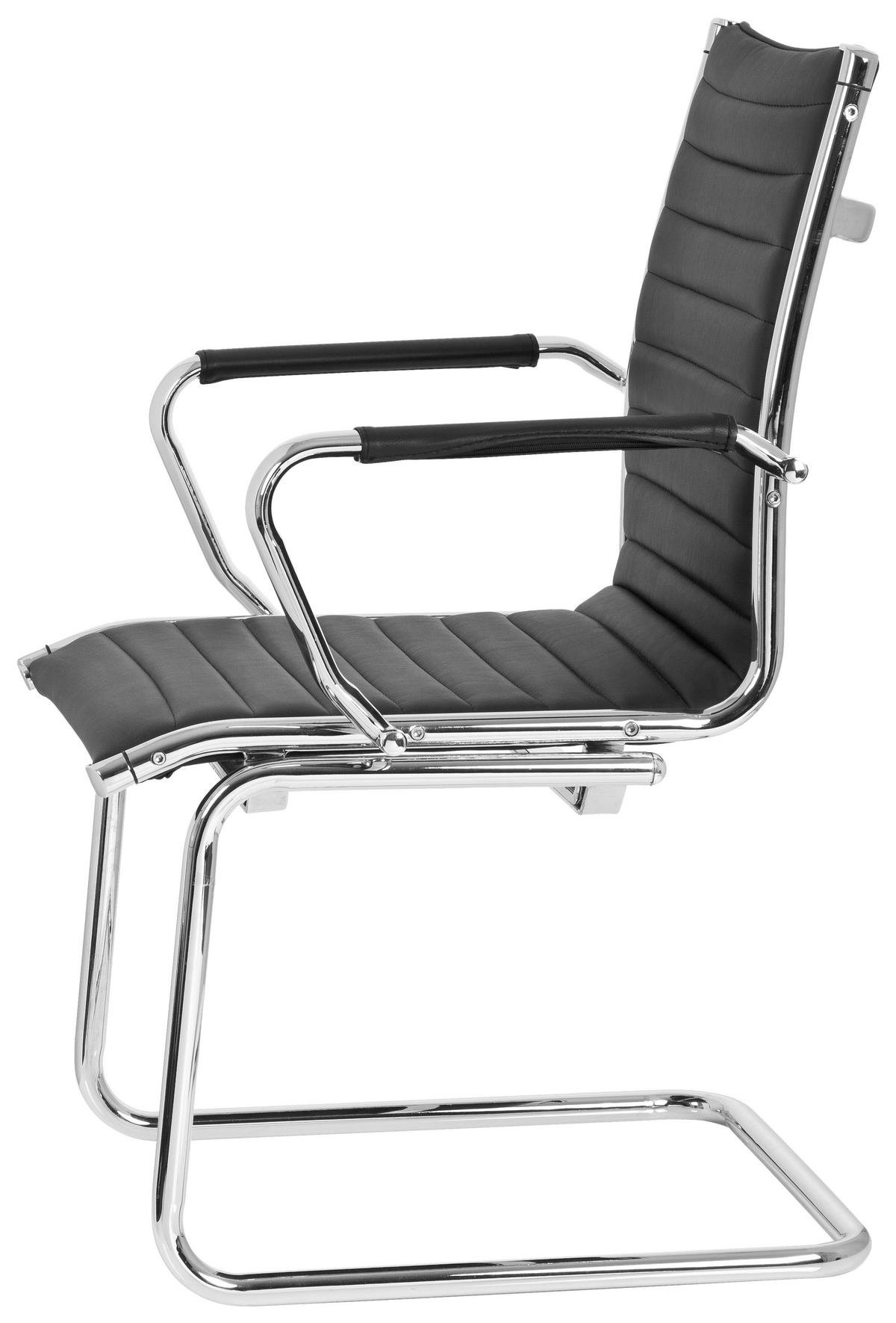 KONFERENČNI STOL kovina, tekstil črna  - srebrne barve/črna, Basics, kovina/tekstil (54/90/50cm) - MID.YOU
