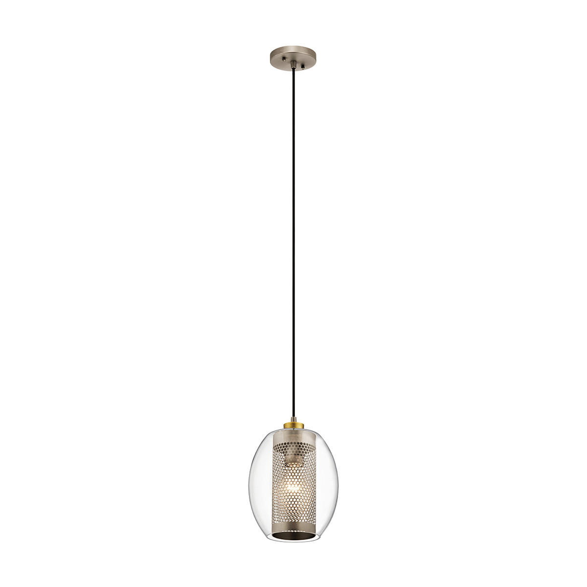 HÄNGELEUCHTE Elstead Asher 21.6/33.6 cm   - Silberfarben, Design, Glas/Metall (21.6/33.6cm) - Elstead Lighting
