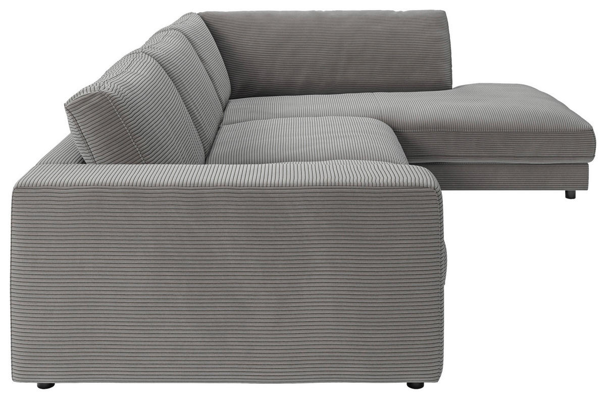 ECKSOFA 979 in Cord Dunkelgrau  325/224 cm  - Dunkelgrau/Schwarz, Design, Kunststoff/Textil (325/224cm) - Pure Home Lifestyle