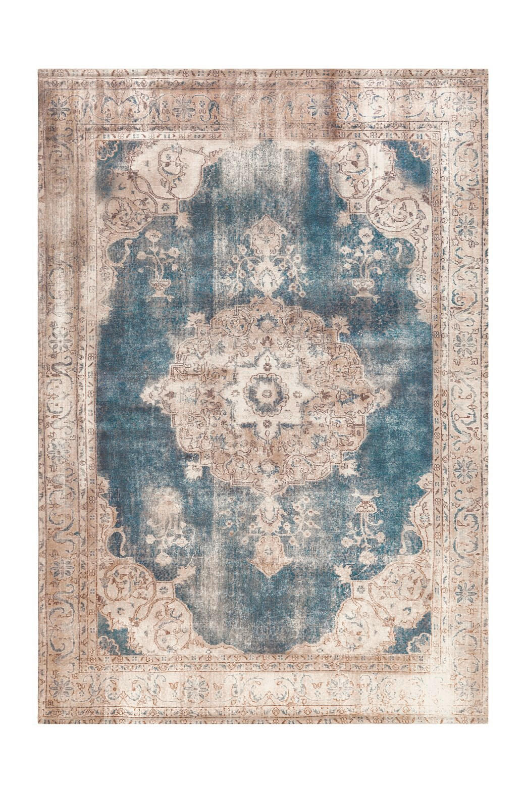 FLACHWEBETEPPICH 140/200 cm Vintage 8400 Creme / Blau Blau, Creme  - Blau/Creme, KONVENTIONELL, Textil (140/200cm)