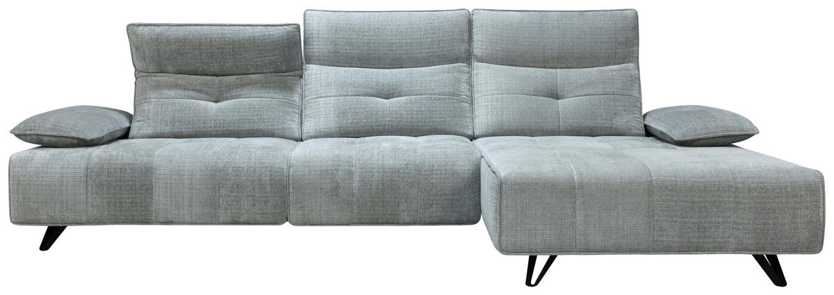 ECKSOFA Hellgrau Chenille  - Hellgrau/Schwarz, Design, Kunststoff/Textil (314/162cm) - Livetastic