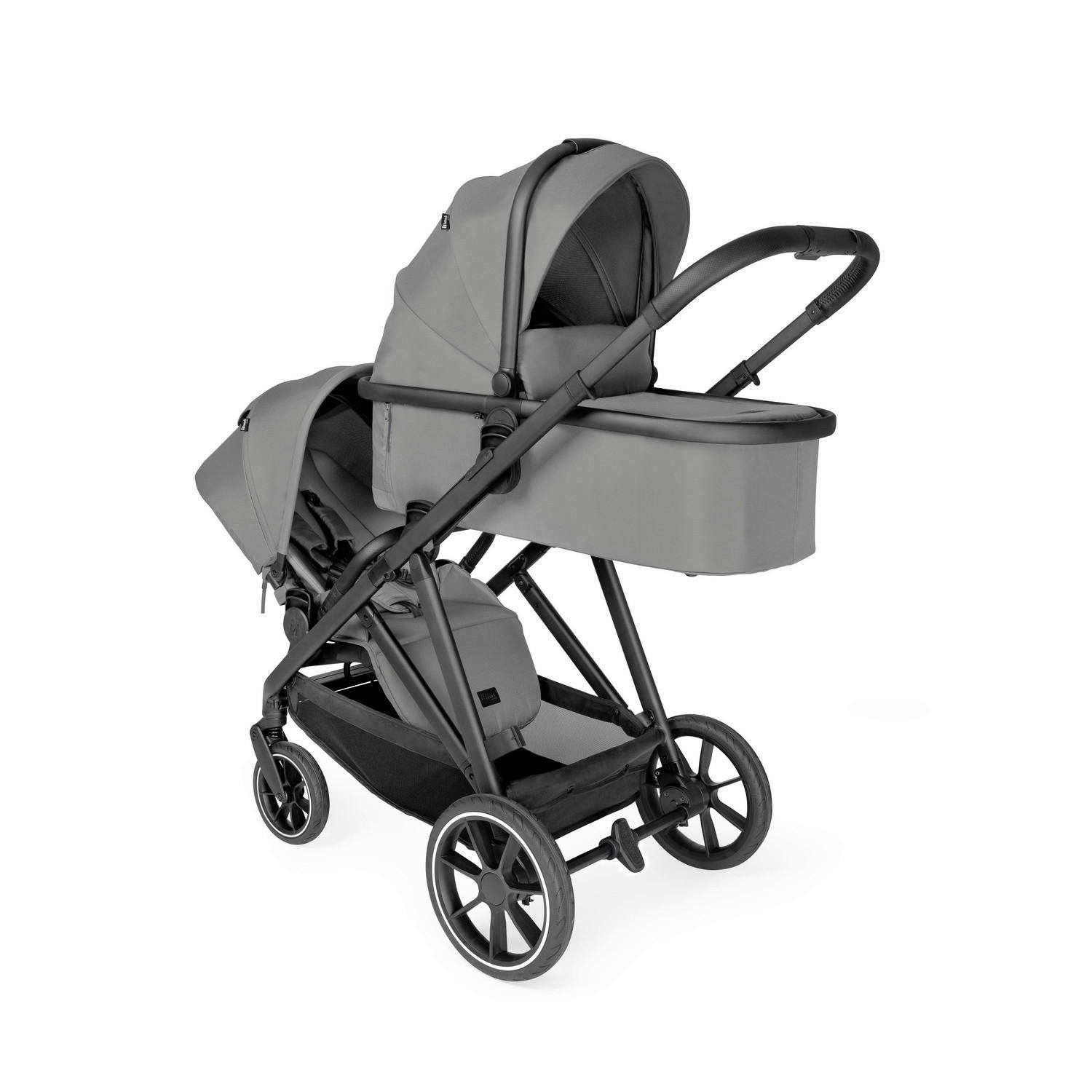 GESCHWISTERWAGEN Grow N Care  - Dunkelgrau/Schwarz, Basics, Textil/Metall (109/60/107-115cm) - Hauck
