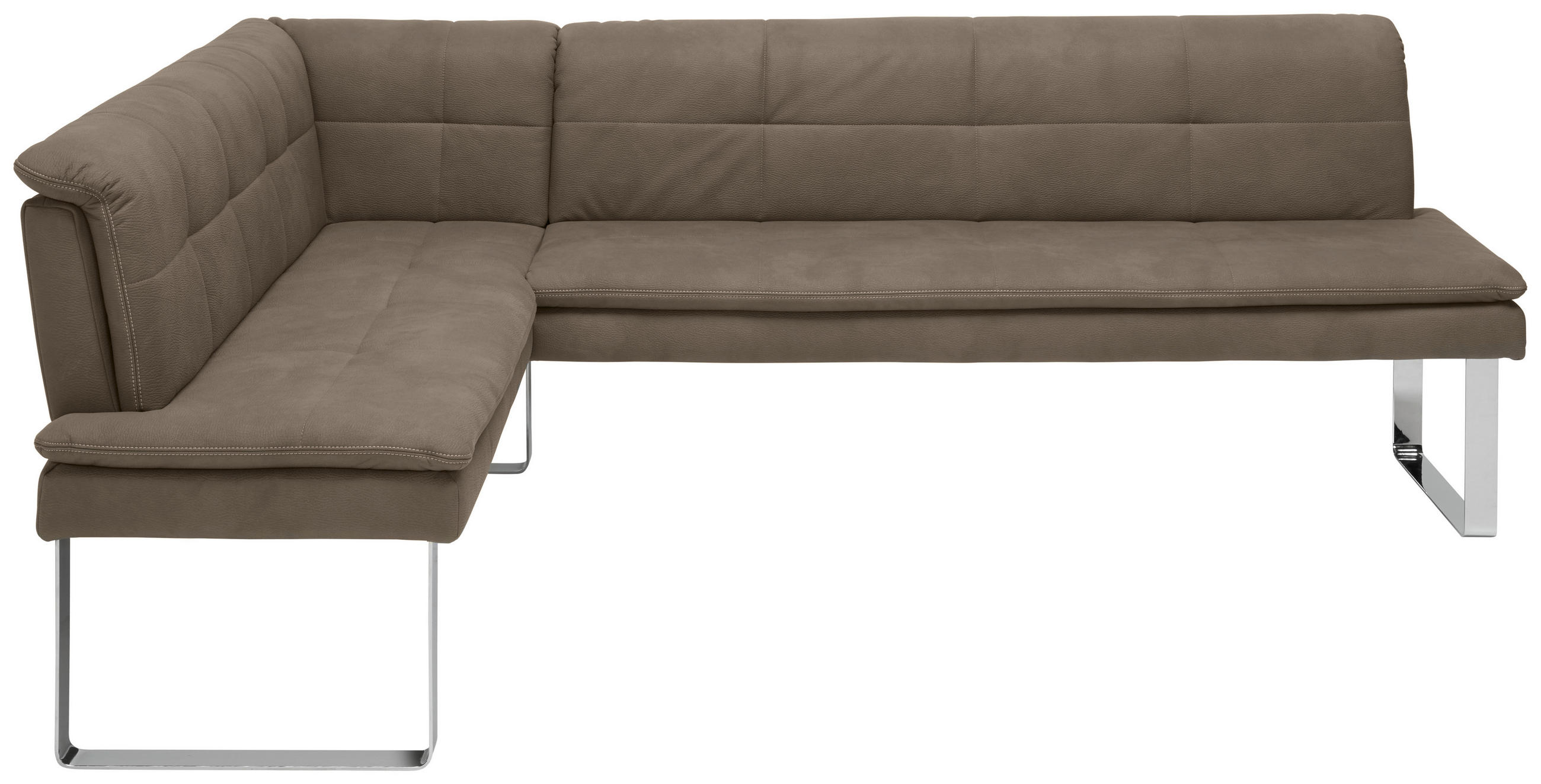 ECKBANK in Metall, Textil Grau, Chromfarben  - Chromfarben/Beige, Design, Textil/Metall (154/213cm) - Novel