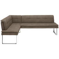 ECKBANK in Metall, Textil Grau, Chromfarben  - Chromfarben/Beige, Design, Textil/Metall (174/253cm) - Novel