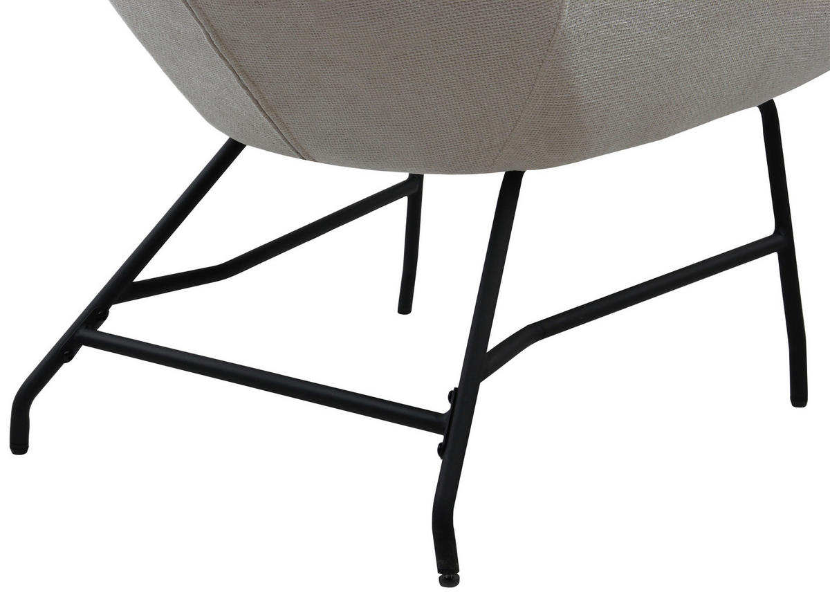 SESSEL in Bouclé Creme  - Creme/Schwarz, Modern, Textil/Metall (77/106.5/84cm) - Livetastic