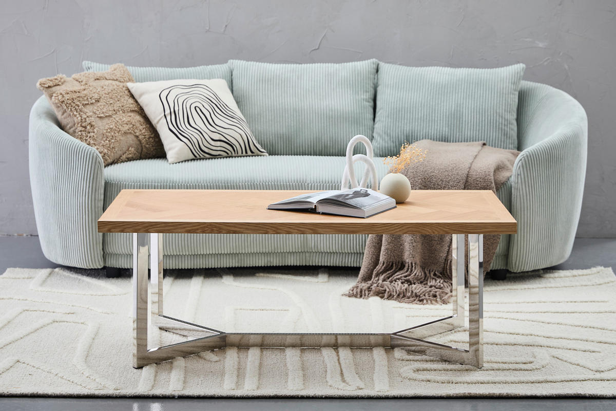 KONFERENČNÍ STOLEK, barvy dubu, barvy nerez oceli, dřevo, kov, kompozitní dřevo, 120/44/60 cm - barvy dubu/barvy nerez oceli, Design, kov/dřevo (120/44/60cm) - Livetastic