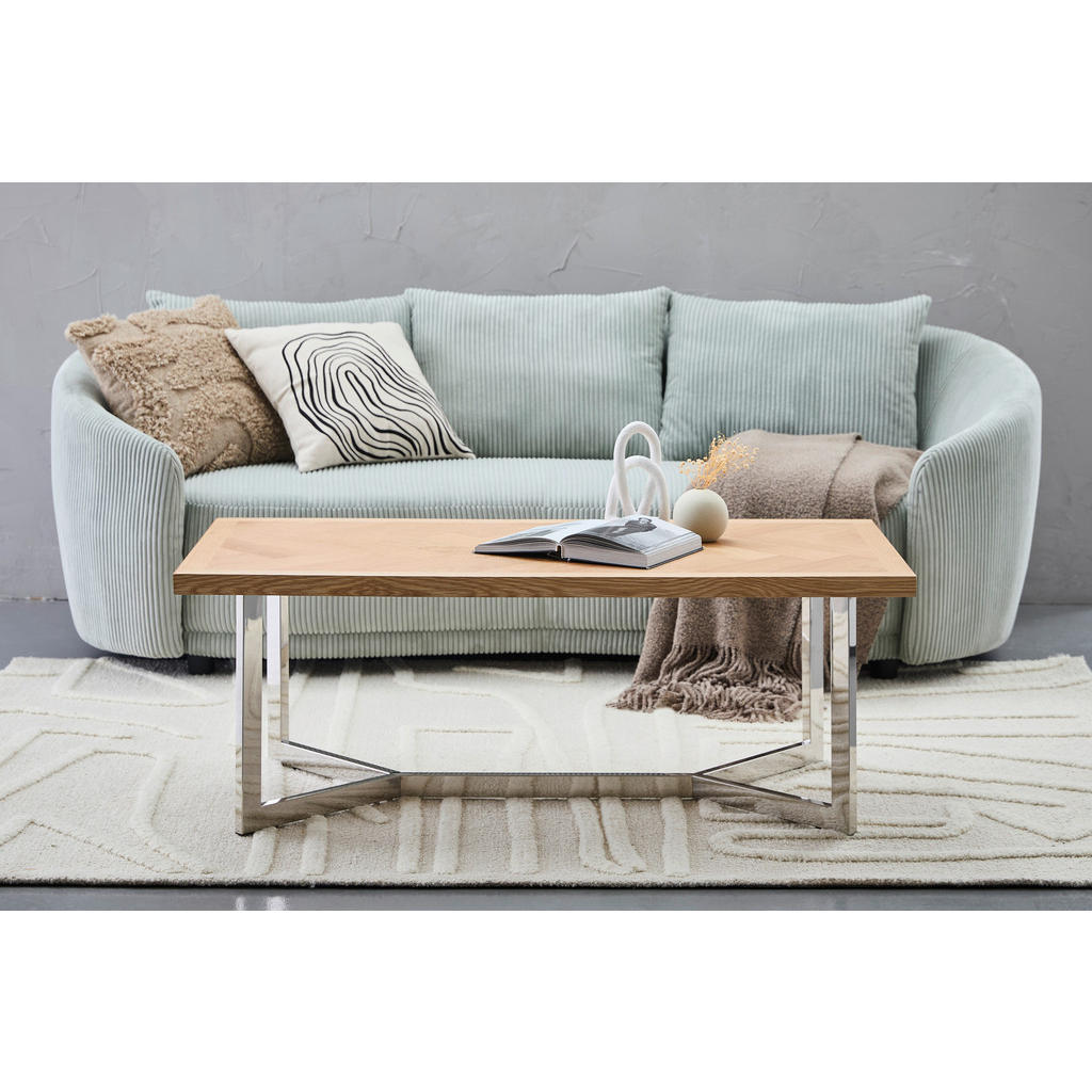 Thumbnail - Livetastic Couchtisch, Eiche, Edelstahl, Holz, Metall, Holzwerkstoff, Eiche, furniert, rechteckig, eckig, 44x60x120 cm, ...