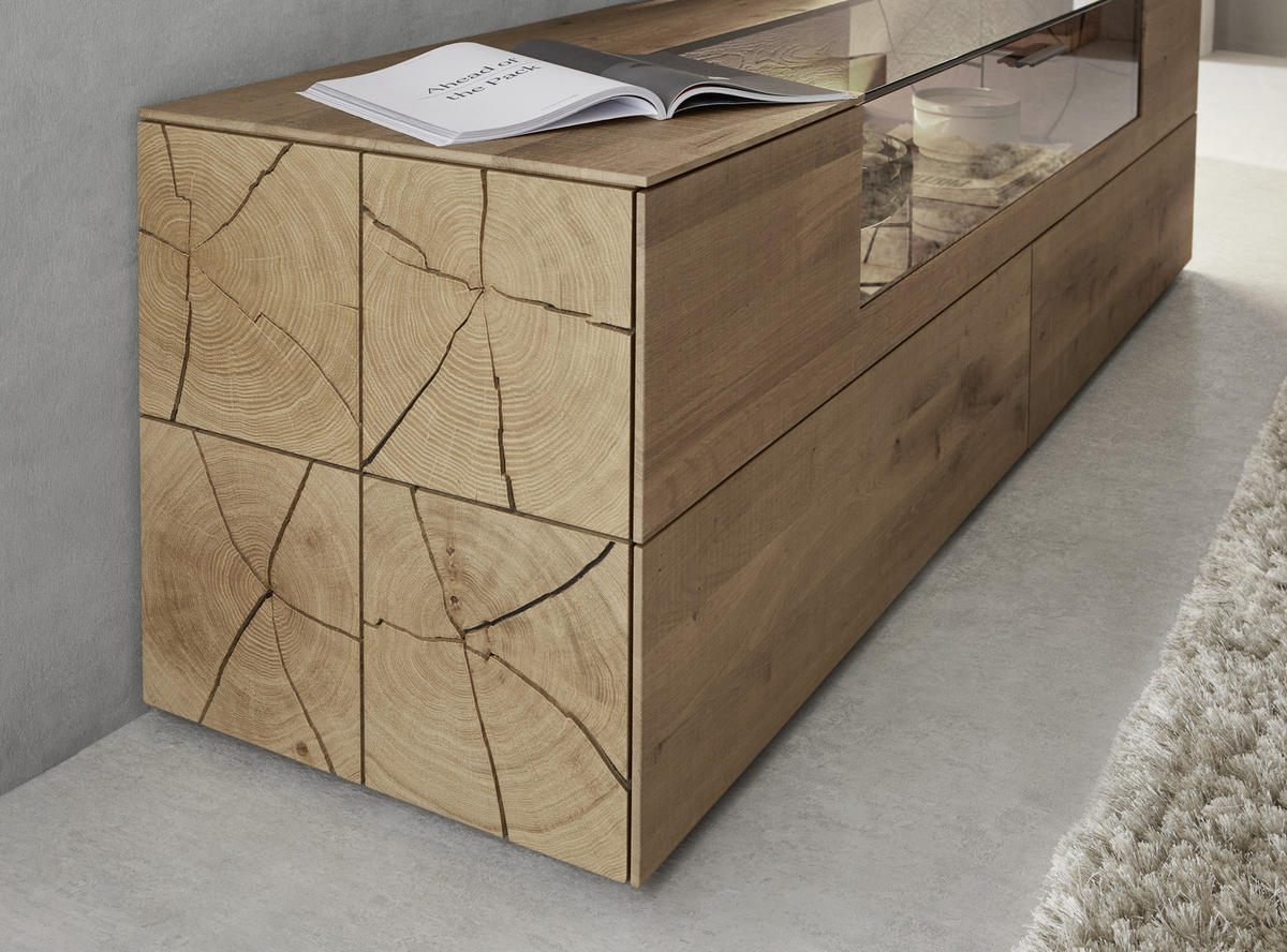 LOWBOARD  in 211/58/54 cm  - Eichefarben/Titanfarben, Natur, Glas/Holz (211/58/54cm) - Valnatura