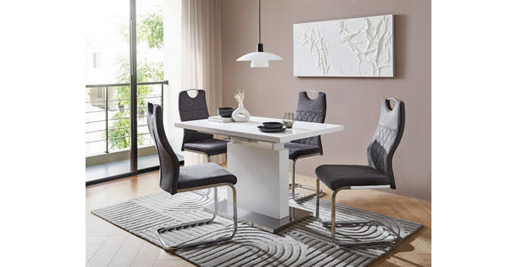 ESSTISCH in Metall, Holzwerkstoff 120-160/80/76 cm - Edelstahlfarben/Weiß, Design, Holzwerkstoff/Metall (120-160/80/76cm) - Carryhome