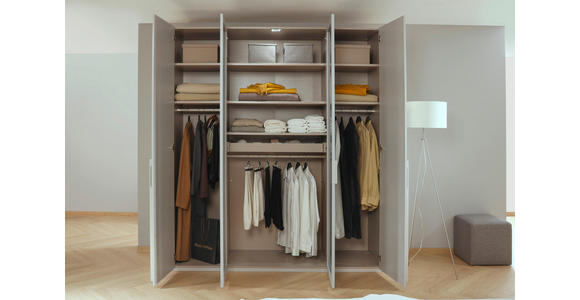 DREHTÜRENSCHRANK 201/235/60 cm 4-türig Grau, Hellgrau - Hellgrau/Grau, Trend, Glas/Holzwerkstoff (201/235/60cm) - Novel