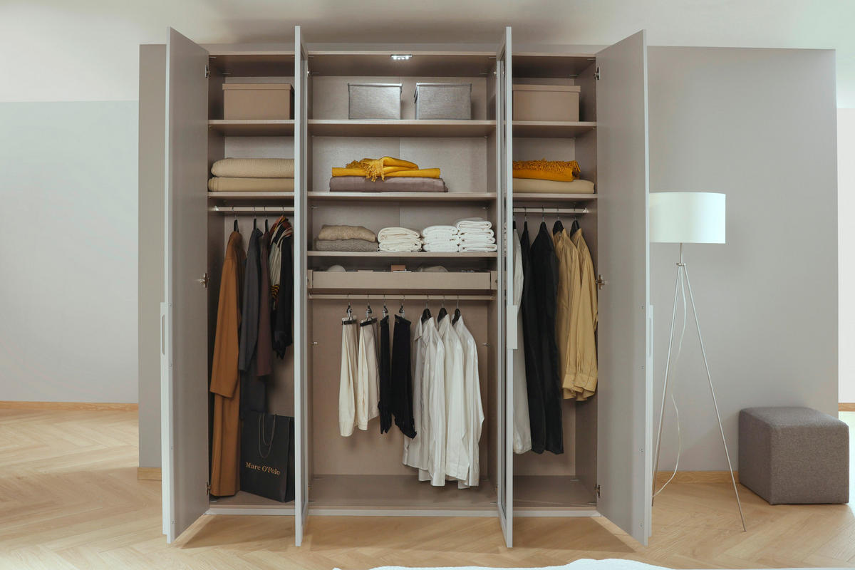 DREHTÜRENSCHRANK 201/235/60 cm 4-türig Grau, Hellgrau  - Hellgrau/Grau, Trend, Glas/Holzwerkstoff (201/235/60cm) - Novel