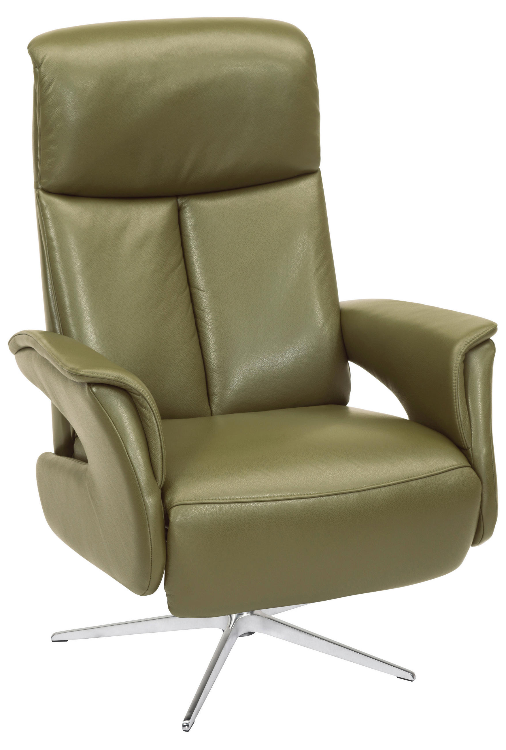 RELAXSESSEL in Leder Olivgrün  - Edelstahlfarben/Olivgrün, Design, Leder/Metall (78/106/88cm) - Welnova
