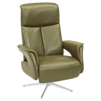 RELAXSESSEL in Leder Olivgrün  - Edelstahlfarben/Olivgrün, Design, Leder/Metall (78/106/88cm) - Welnova