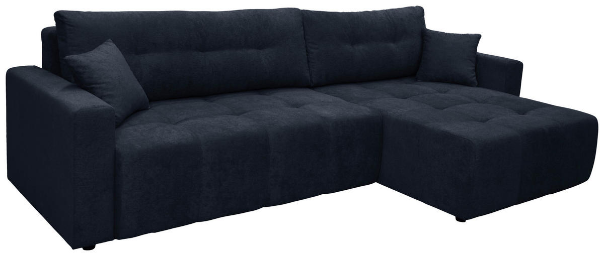 ECKSOFA LAGUNA in Frottee Dunkelblau  260/143 cm  - Schwarz/Dunkelblau, Design, Kunststoff/Textil (260/143cm) - MID.YOU