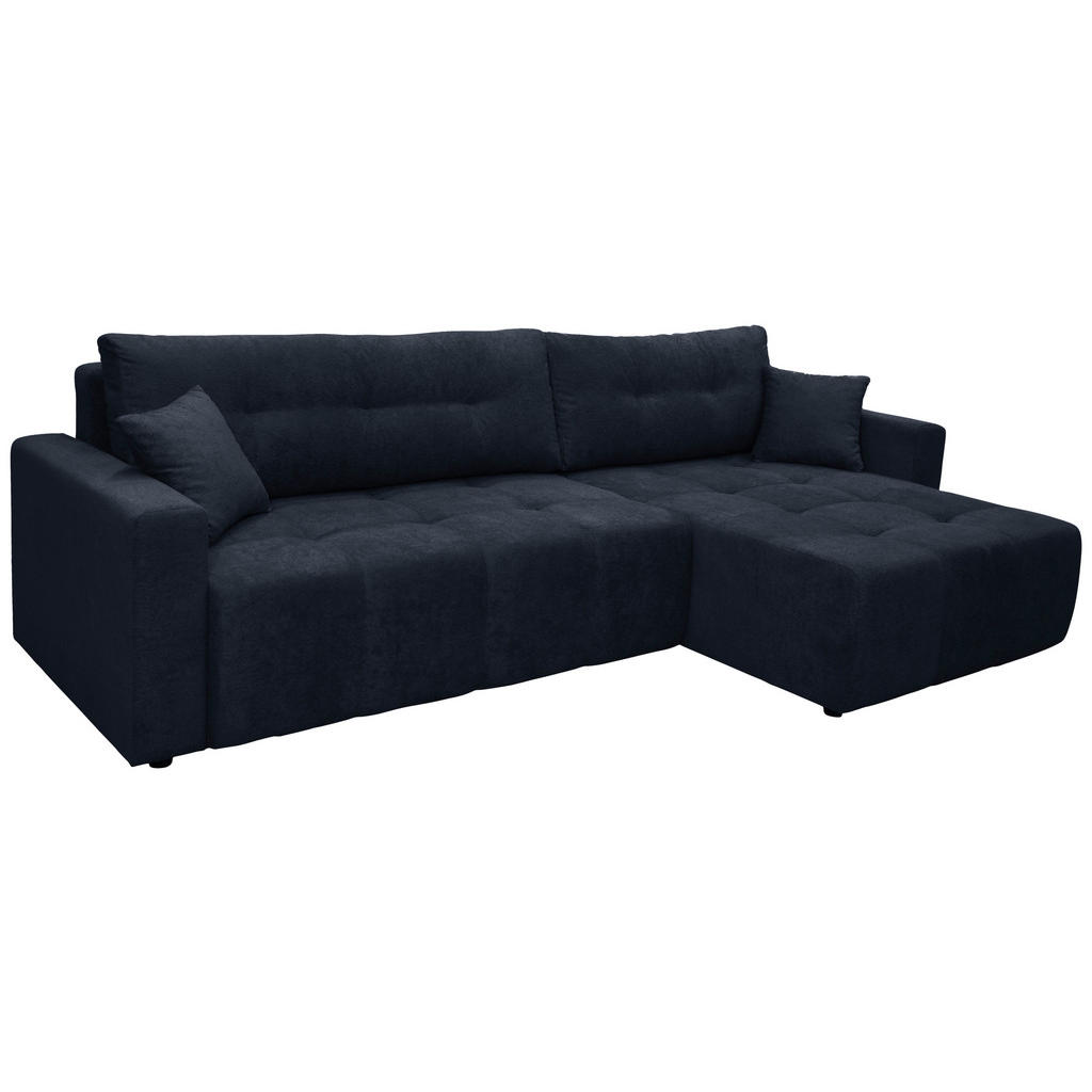 Thumbnail - Mid.you Ecksofa Laguna, Dunkelblau, Textil, 3-Sitzer, Ottomane rechts, L-Form, 260x143 cm, Made in EU, Liegefunktion, Wo...