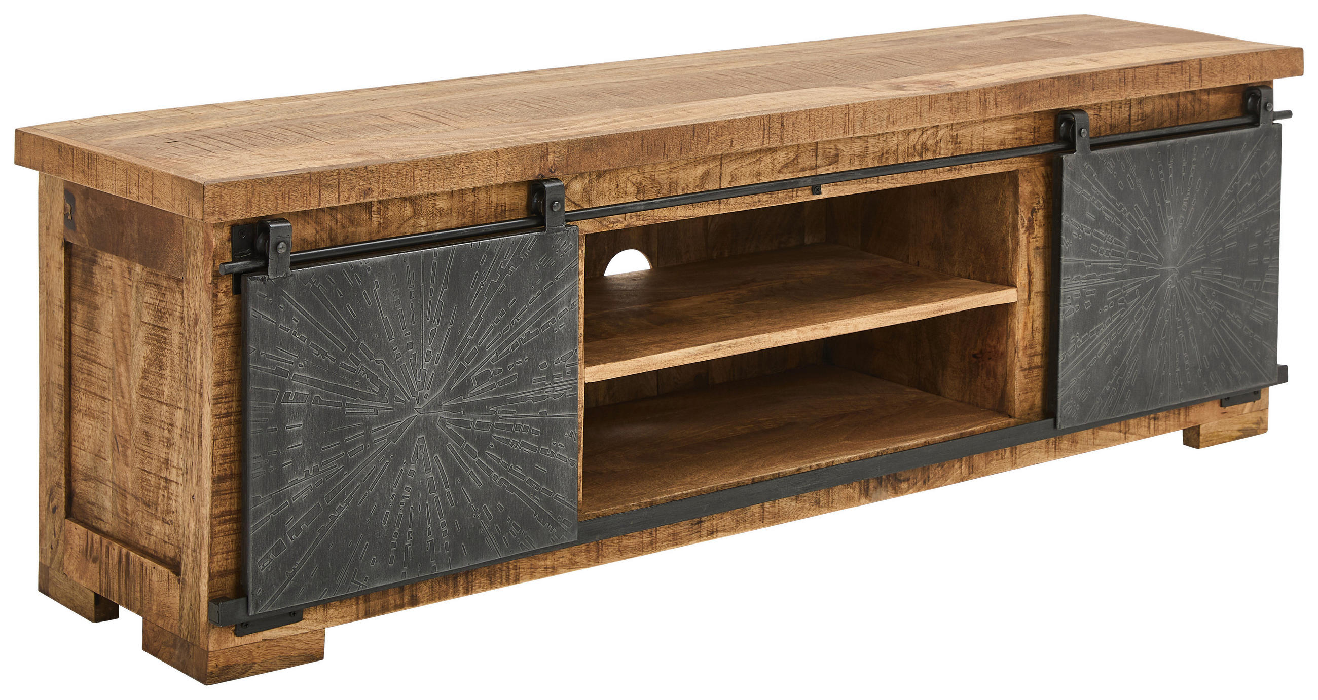 LOWBOARD  in 160/50/40 cm  - Schwarz/Naturfarben, Design, Holz/Metall (160/50/40cm) - Ambia Home