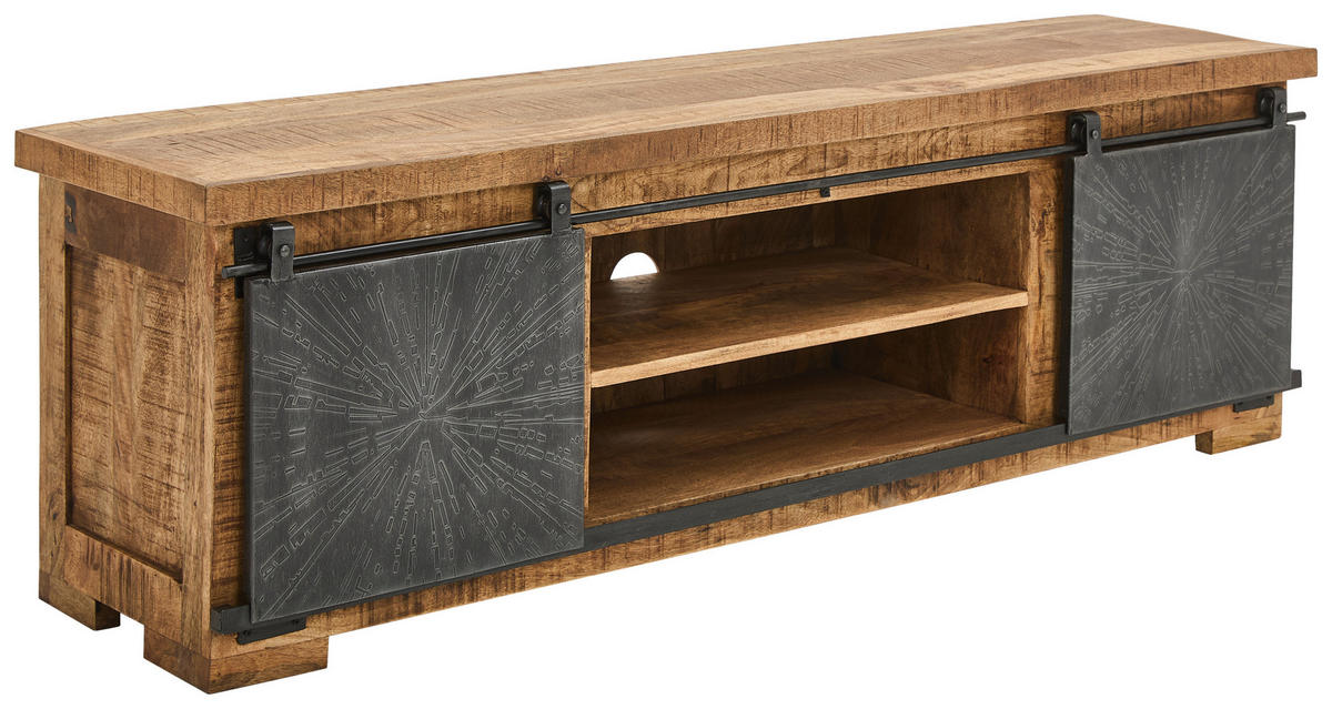 LOWBOARD  in 160/50/40 cm  - Schwarz/Naturfarben, Design, Holz/Metall (160/50/40cm) - Ambia Home