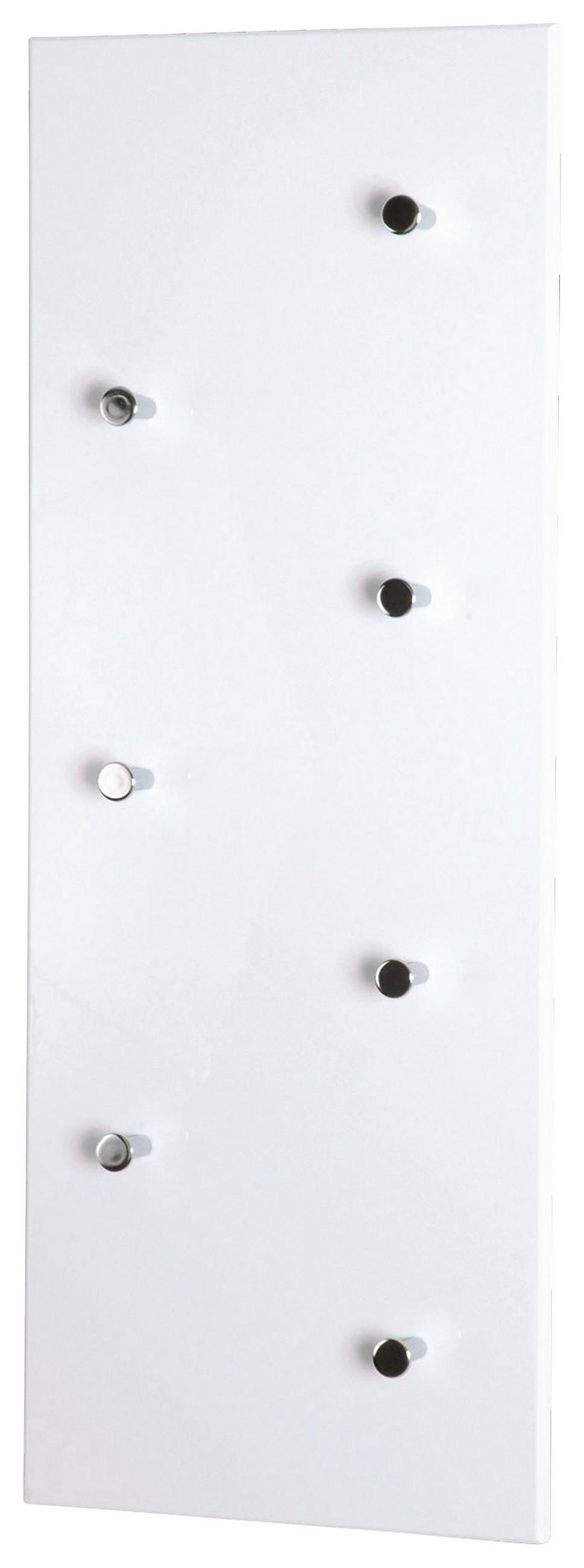XXXLutz Wandgarderobe Chrom, Weiß Hochglanz 80x30x6 cm