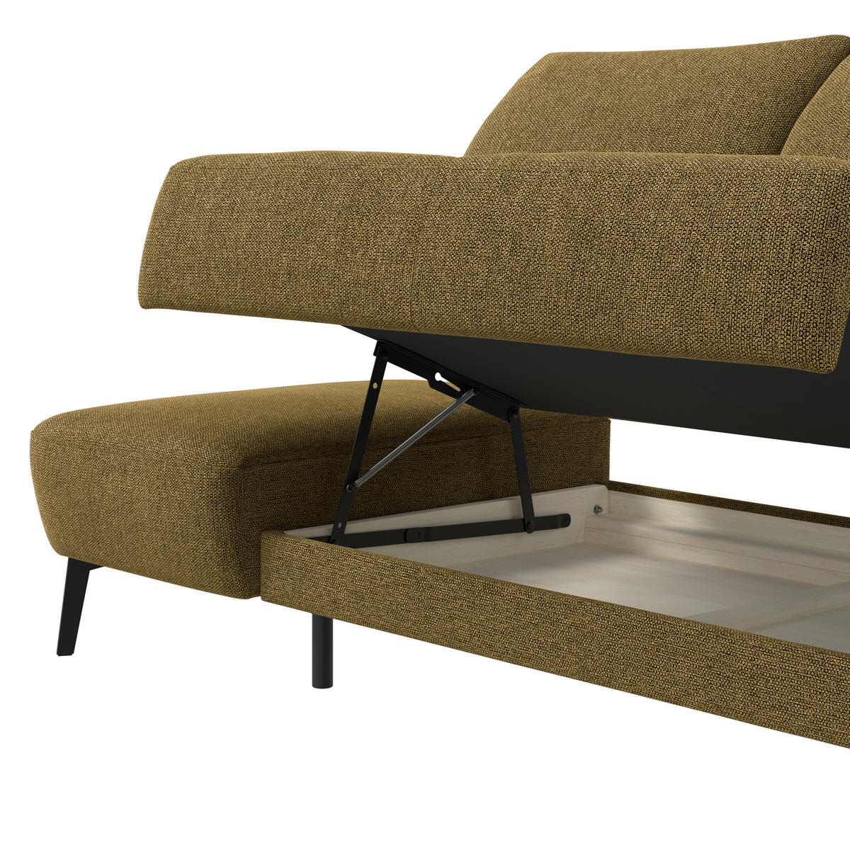 RÉCAMIERE Chenille Senfgelb  - Senfgelb/Schwarz, Konventionell, Textil/Metall (206/90/92cm) - Elegando