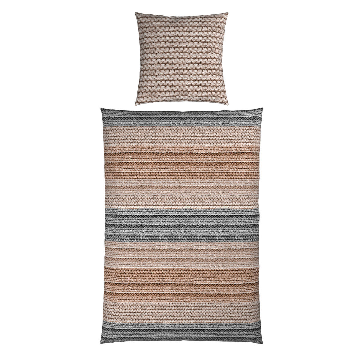 BETTWÄSCHE Cozy Knit Flanell 155/220 cm  - Grau, Design, Textil (155/220cm) - Novel