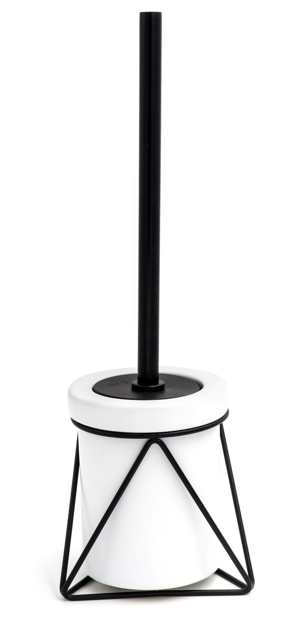 GARNITURĂ DE PERIE PENTRU WC in metal, ceramică  plastic   - alb/negru, Basics, ceramică/plastic (14,5/42/14,5cm) - Sadena