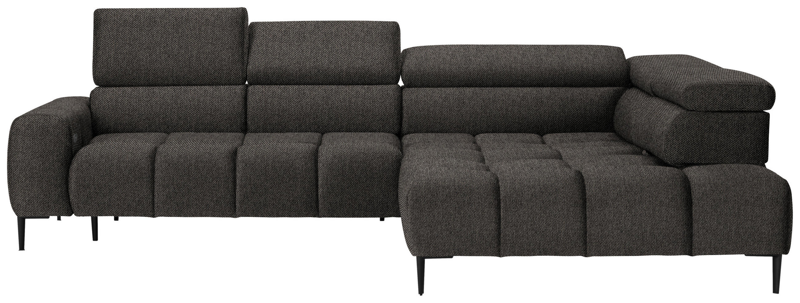 ECKSOFA in Webstoff Graubraun  - Currygelb/Graubraun, Design, Textil/Metall (300/216cm) - Welnova