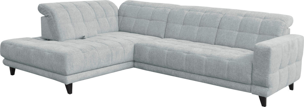 ECKSOFA in Webstoff Hellgrau  216/302 cm  - Hellgrau/Schwarz, Design, Holz/Textil (216/302cm) - Xora