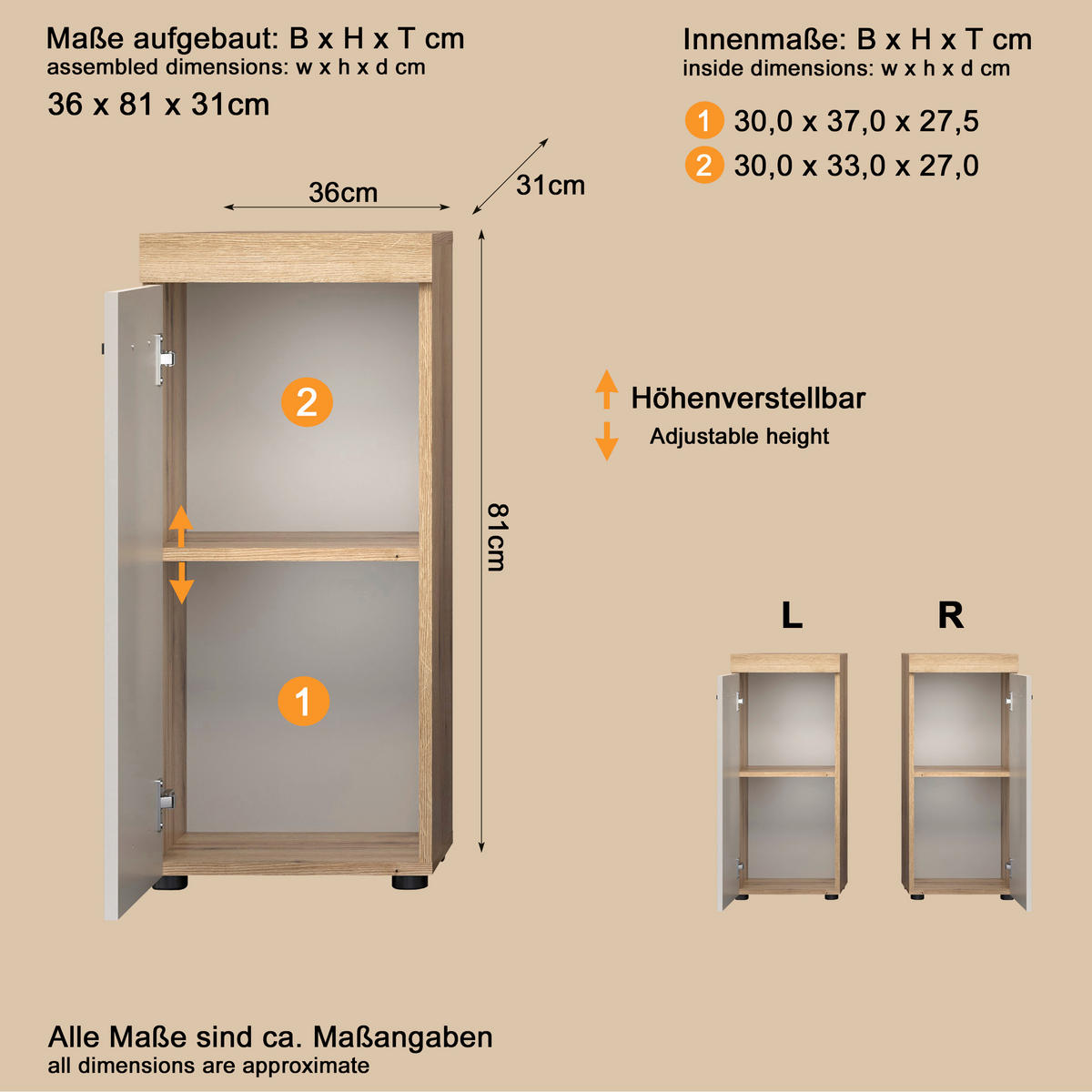 KOUPELNA barvy dubu, kašmírová  - černá/barvy dubu, Trend, kompozitní dřevo/plast (164cm) - MID.YOU