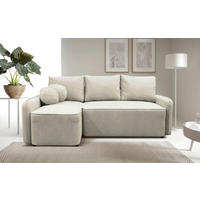 ECKSOFA Creme Struktur, Bouclé  - Creme/Schwarz, Design, Kunststoff/Textil (143/209cm) - MID.YOU