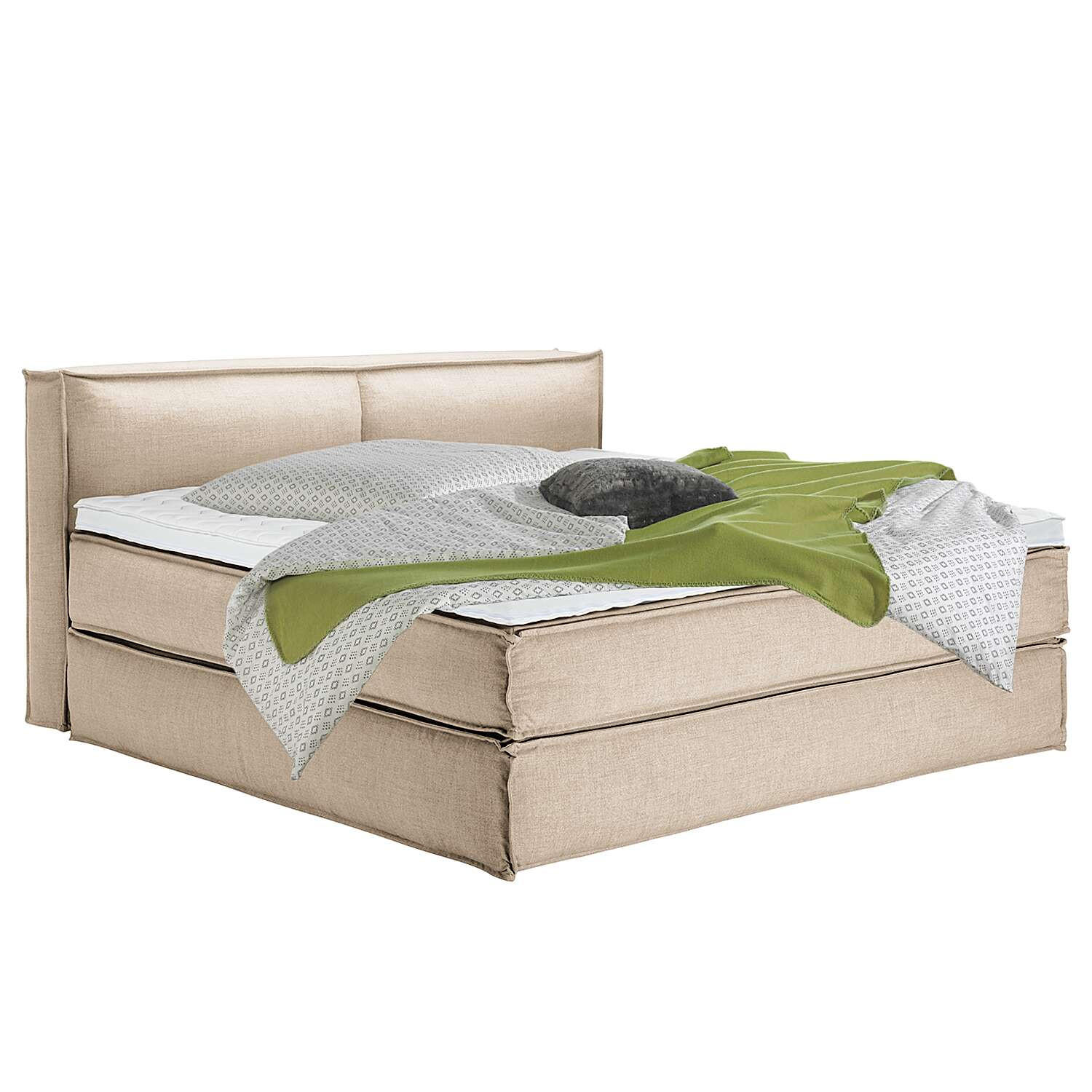BOXSPRINGBETT 200/220 cm  in Beige  - Beige/Schwarz, Design, Textil (200/220cm) - home24