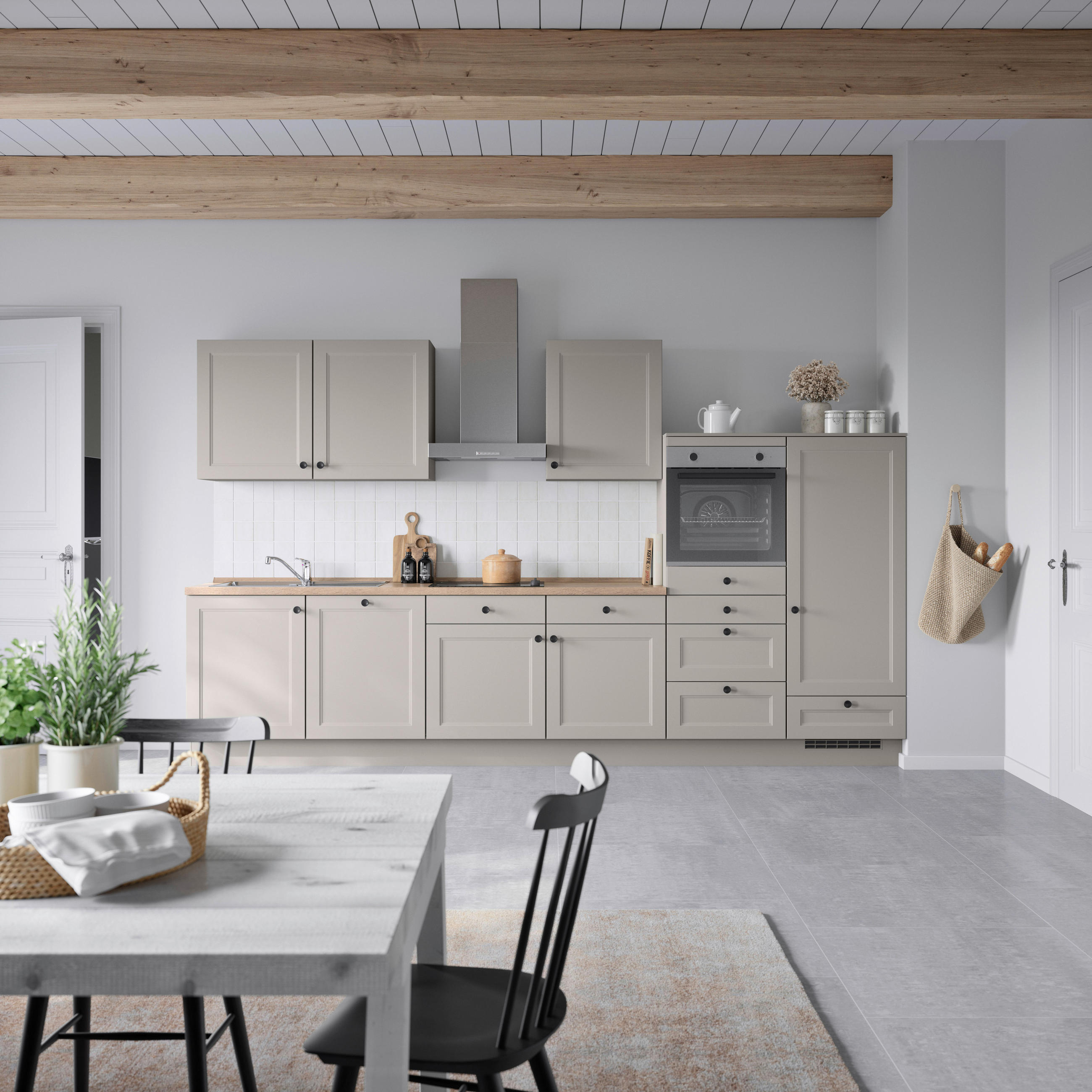 KÜCHENBLOCK 360 cm   in Grau, Eiche dunkel  - Eiche dunkel/Schwarz, MODERN, Holzwerkstoff/Metall (360cm) - Nobilia