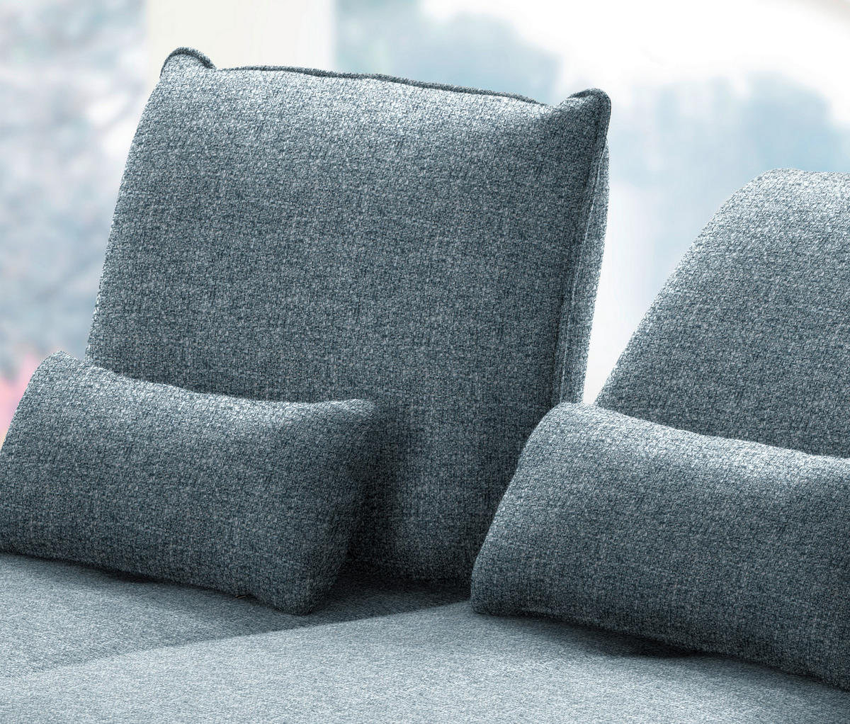 ECKSOFA in Flachgewebe Blau  - Blau/Schwarz, Design, Textil/Metall (191/301cm) - Moderano