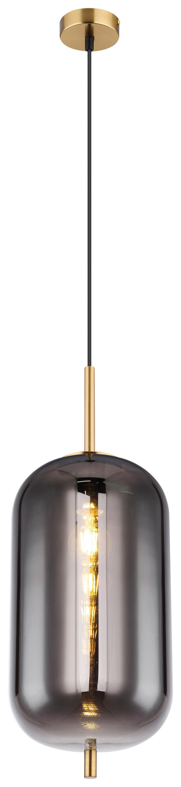HÄNGELEUCHTE Blacky I 22/120 cm   - Messingfarben, Design, Glas/Metall (22/120cm) - Globo