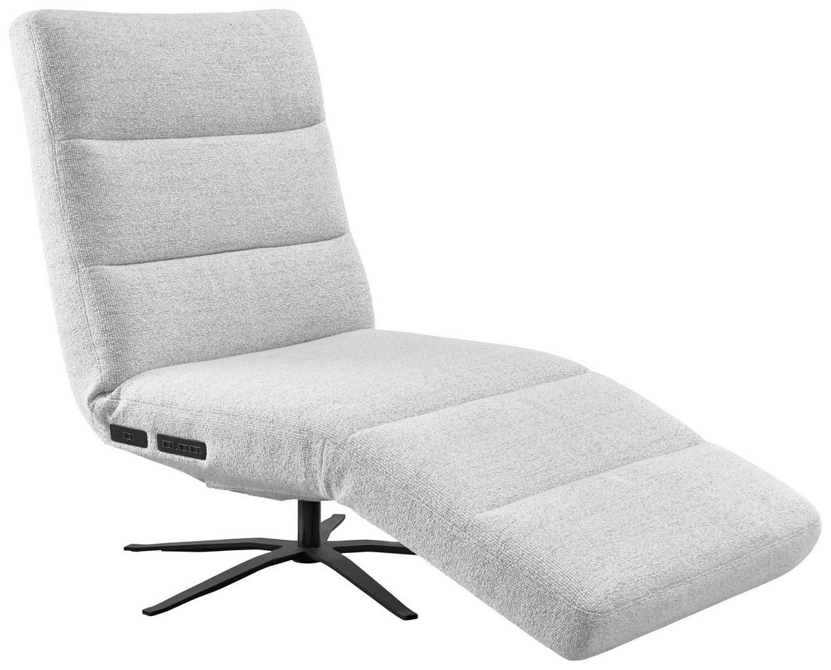 RELAXLIEGE in Flachgewebe Hellgrau  - Hellgrau/Schwarz, MODERN, Textil/Metall (82/53-115/156-206cm) - Pure Home Comfort