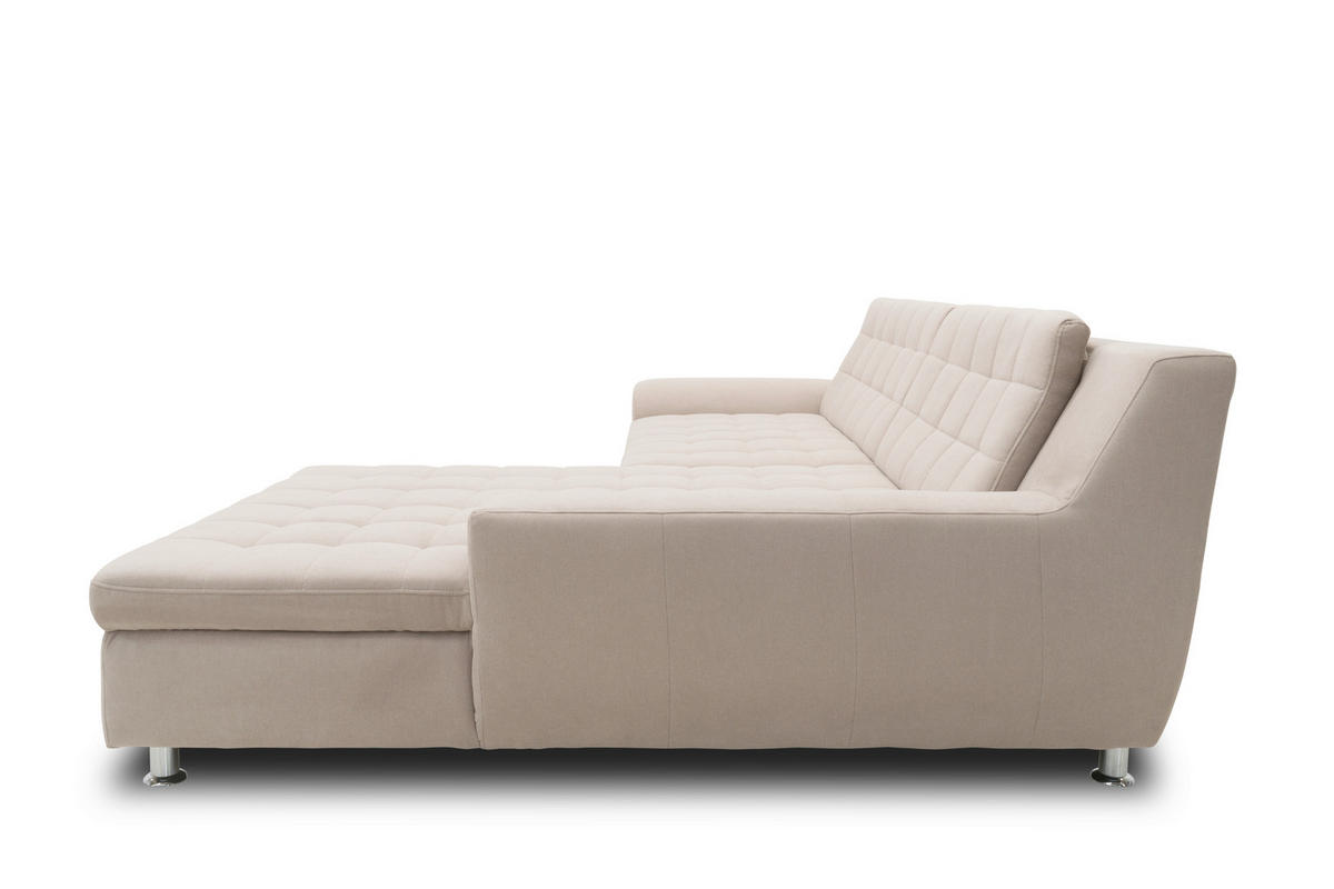 ECKSCHLAFSOFA MORTON Taupe Mikrofaser  - Taupe/Chromfarben, MODERN, Textil/Metall (304/200/84cm) - MID.YOU