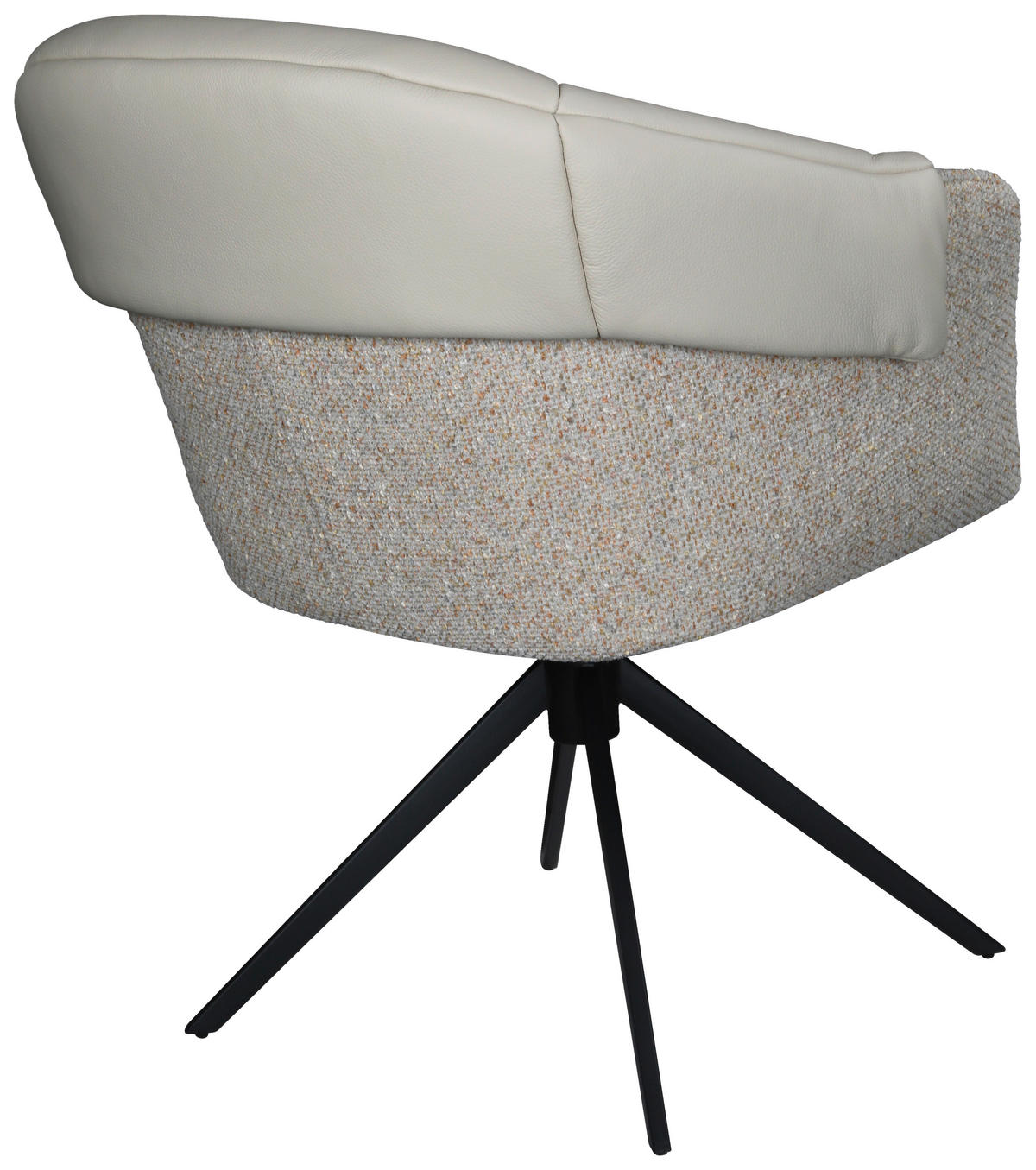 ARMLEHNSTUHL  Sitzfläche 360° drehbar, automatische Rückholfunktion Leinenoptik Echtleder  Beige, Creme, Schwarz  - Beige/Creme, Design, Leder/Textil (68,5/83/65,5cm) - Carryhome