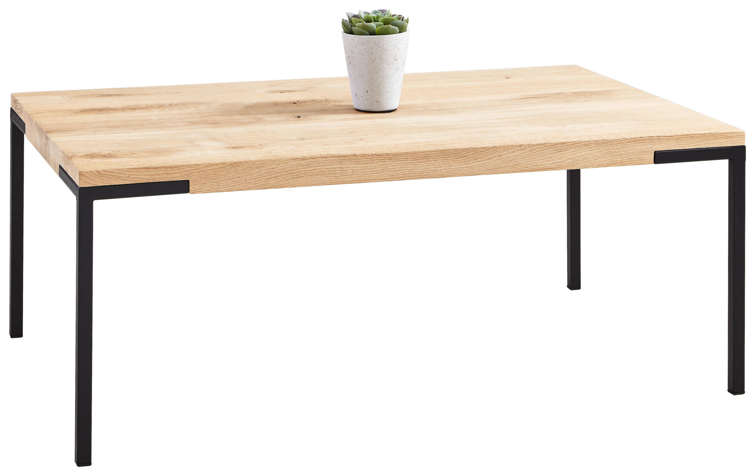 COUCHTISCH Eiche massiv 100/60/33,5 cm rechteckig Schwarz, Eichefarben  - Eichefarben/Schwarz, Design, Holz/Metall (100/60/33,5cm) - Novel