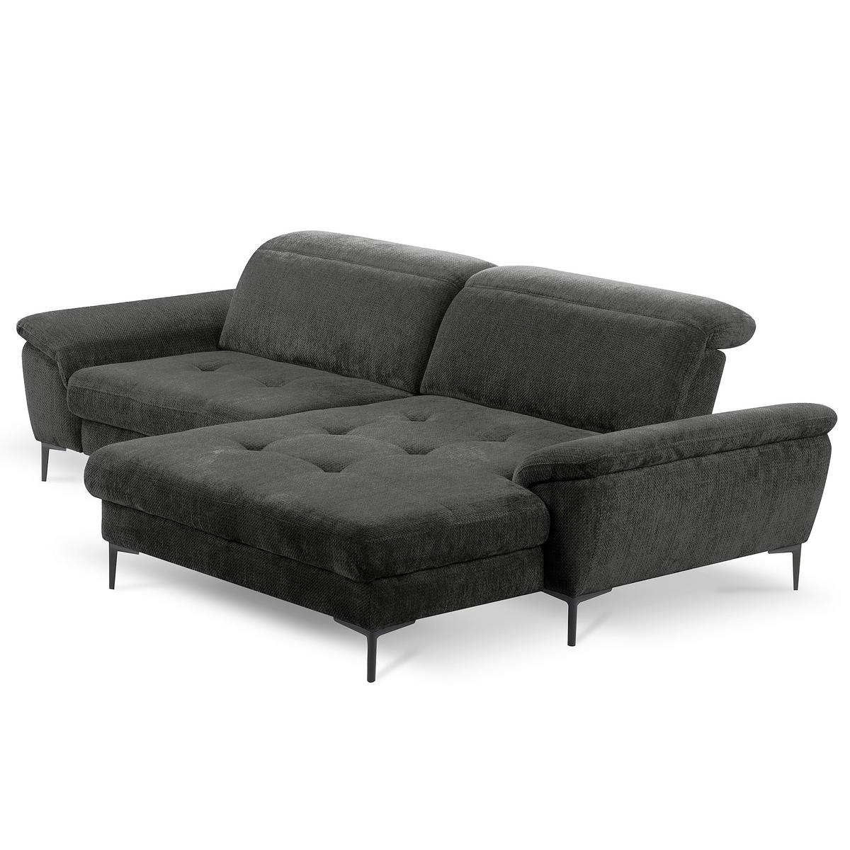 ECKSOFA  Webstoff Schwarz  - Schwarz, Design, Textil/Metall (268/195cm) - Livetastic