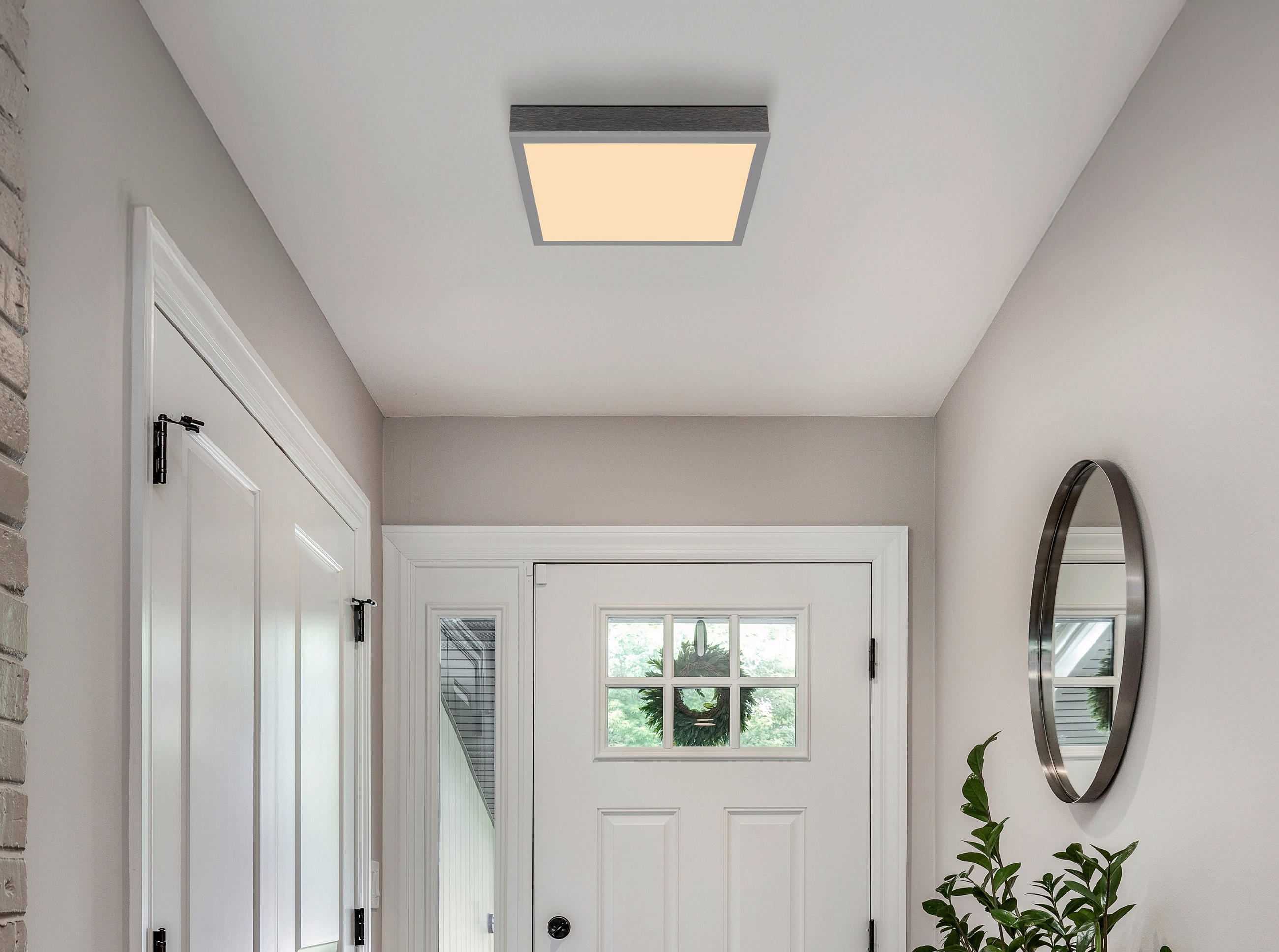 LED-DECKENLEUCHTE    30/30/6 cm  - Weiss/Dunkelgrau, Konventionell, Kunststoff/Metall (30/30/6cm) - Globo