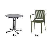 GARTENGARNITUR 5-teilig Stahl  - Anthrazit/Grün, Basics, Kunststoff/Metall (80/80/80cm) - Siena Garden