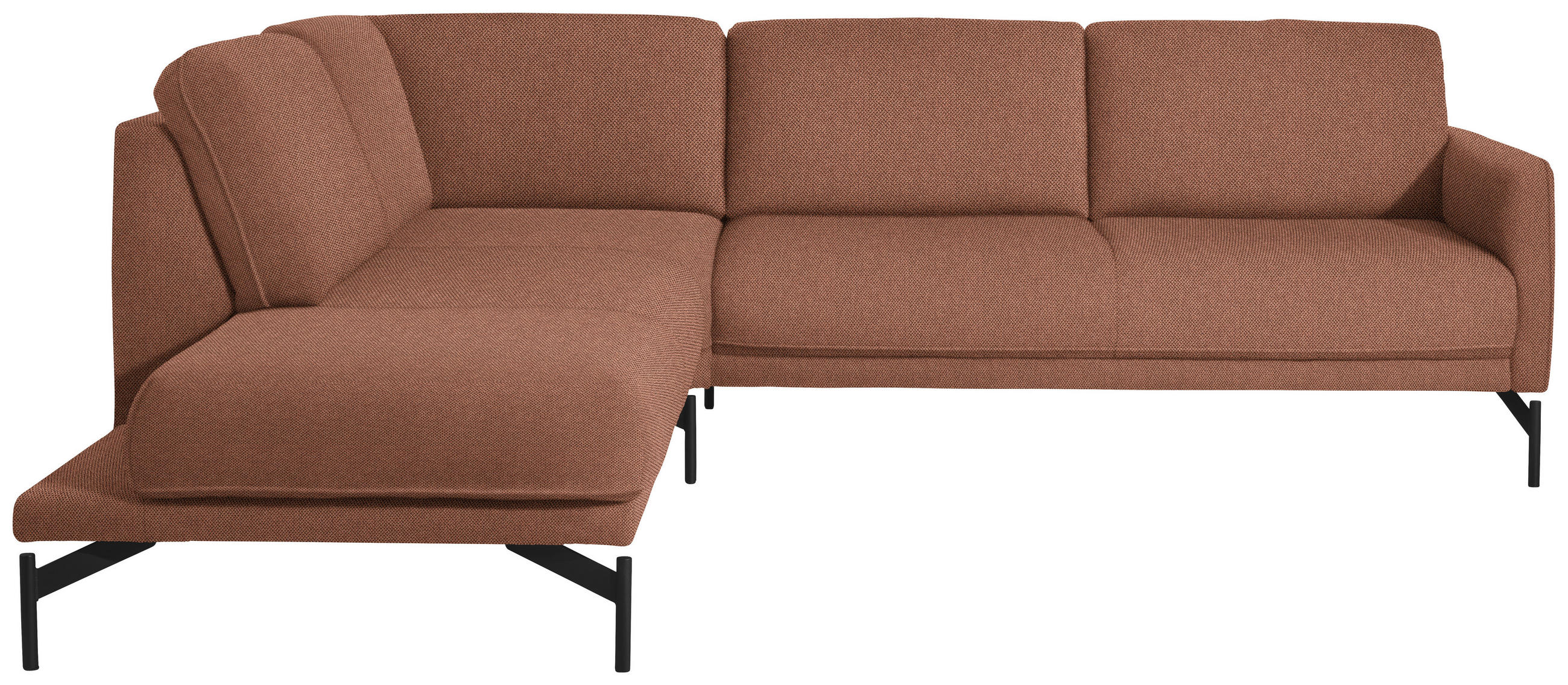 ECKSOFA in Flachgewebe Rostfarben  - Rostfarben/Anthrazit, Design, Textil/Metall (230/254cm) - Johann Jakob