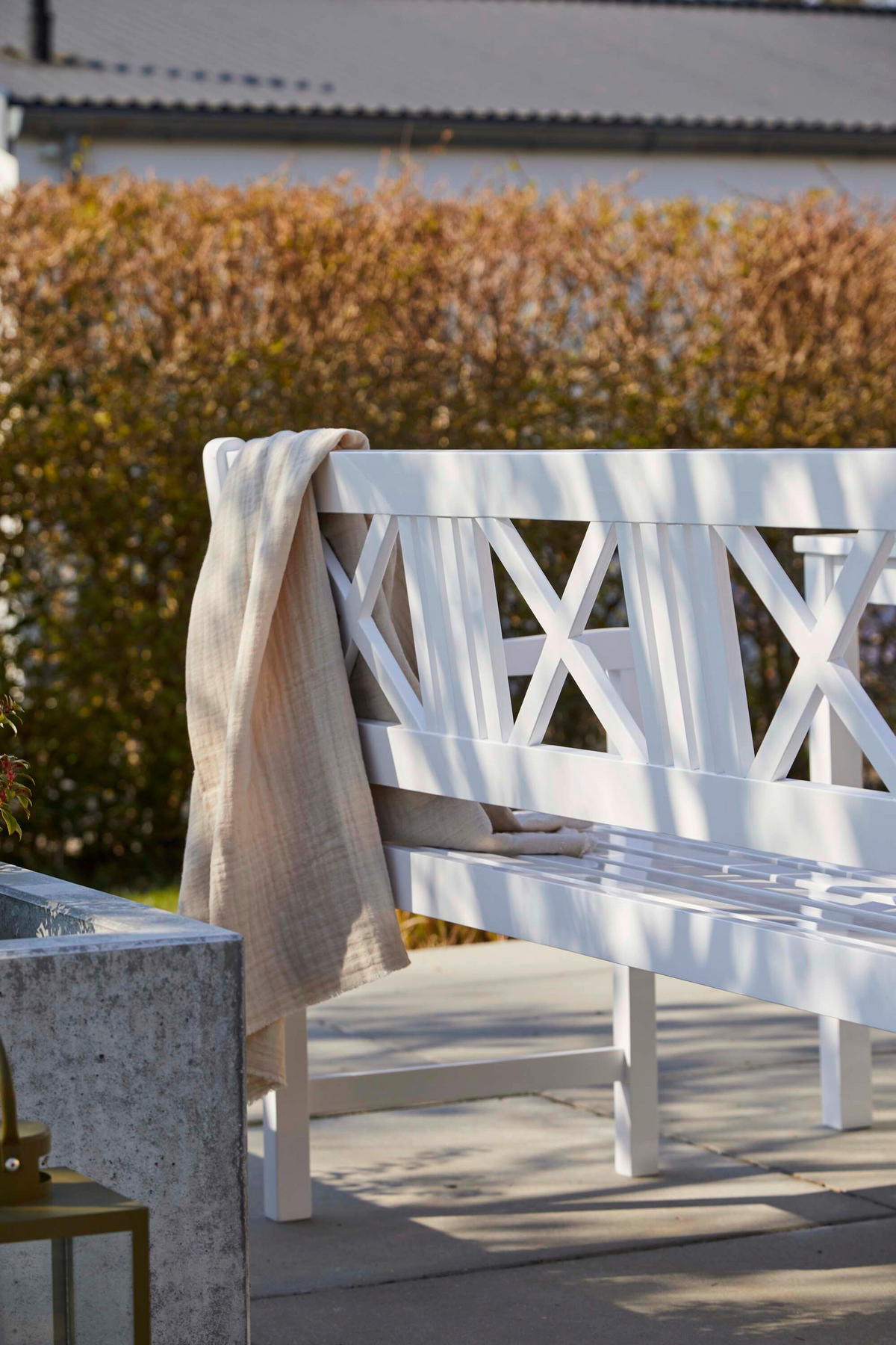 GARTENBANK 150/89/58 cm  in Weiß Hochglanz  - Weiß Hochglanz, Natur, Holz (150/89/58cm) - Gardenson