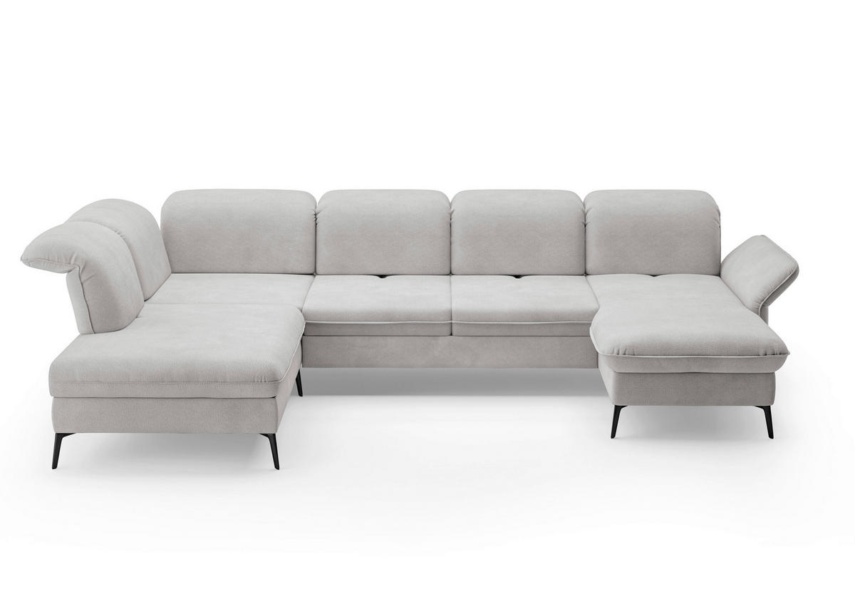 WOHNLANDSCHAFT in Flachgewebe Silberfarben  - Silberfarben/Schwarz, Konventionell, Textil/Metall (231/359/198cm) - Sit & More
