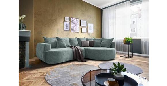 ECKSOFA in Chenille Mintgrün  - Schwarz/Mintgrün, Design, Kunststoff/Textil (307/194cm) - Carryhome