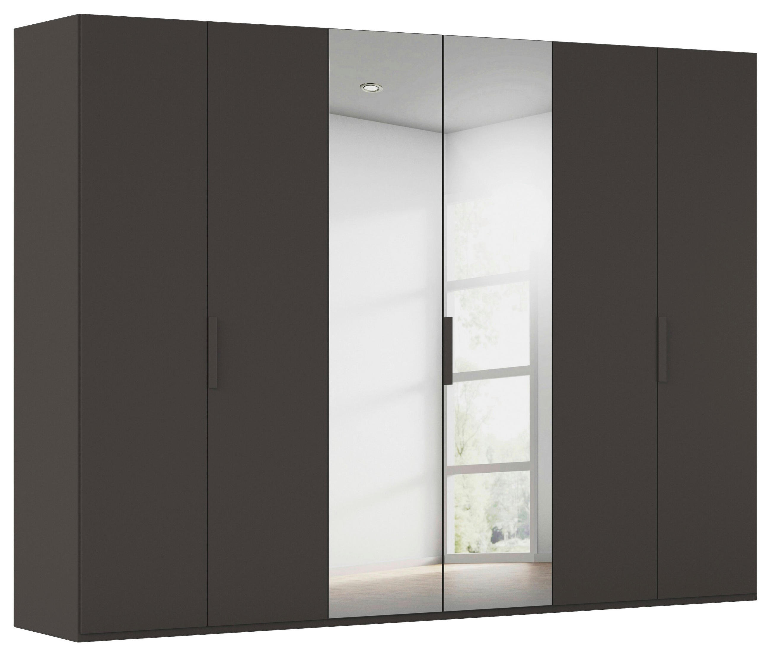 DREHTÜRENSCHRANK 301/235/61 cm,  in Graphitfarben, 6-türig  - Graphitfarben, Basics, Glas/Holzwerkstoff (301/235/61cm) - Novel