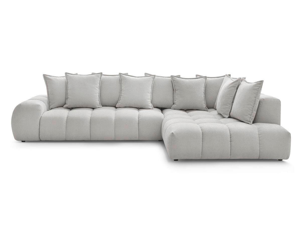 ECKSOFA Ottomane rechts  EVEREST Hellgrau Struktur  - Hellgrau/Schwarz, MODERN, Kunststoff/Textil (352/210cm)
