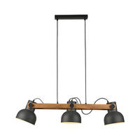 ZÁVĚSNÉ SVÍTIDLO, 96/16,6/120 cm  - černá, Design, kov/dřevo (96/16,6/120cm)
